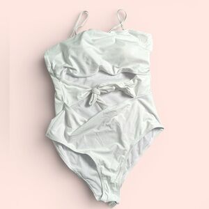 White cut out One-Piece‎ Swimsuit with Bow Detail 2X Amazon
